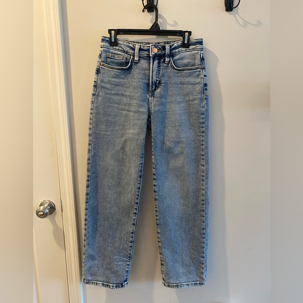 LC Lauren Conrad Light Blue Super High Rise Straight Leg Jeans